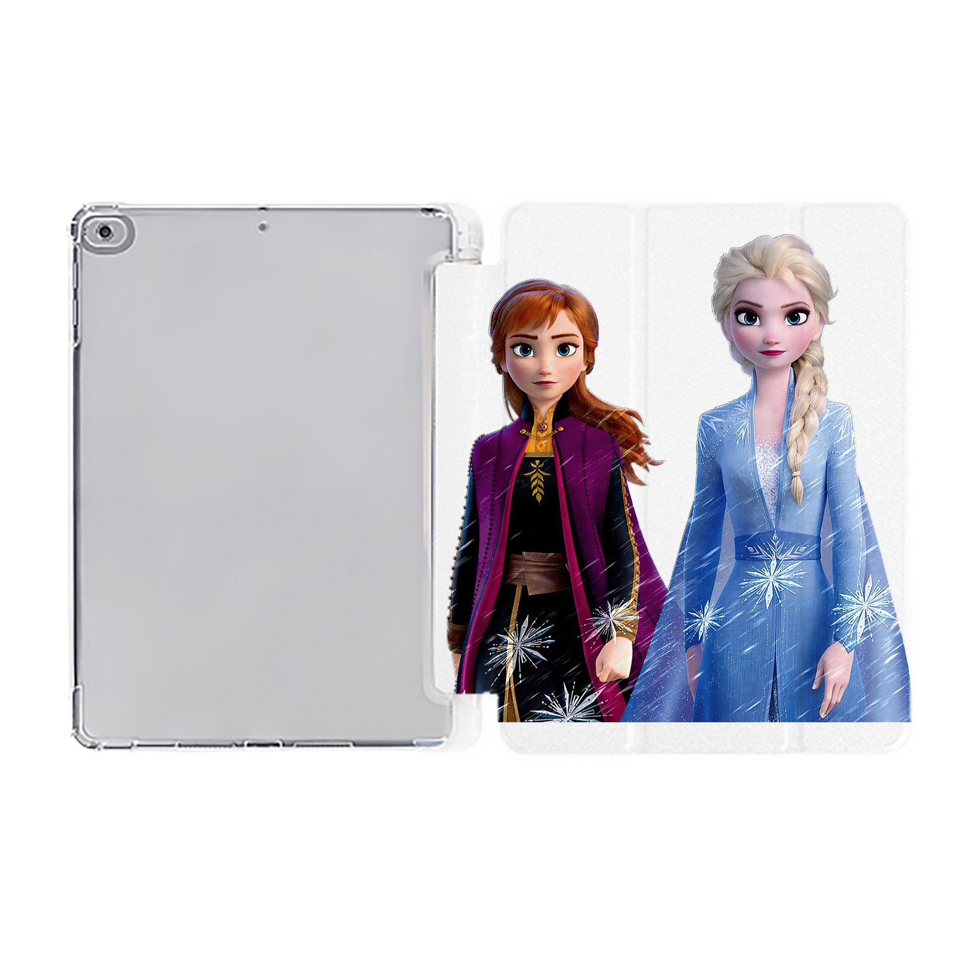 （画像用） アナと雪の女王 アンナ エルサ Frozen Anna Elsa IPad ケース ペン収納付き 三つ折りスタンド PUレザー×シリコン 対応機種9.5/10.5/10.9インチ